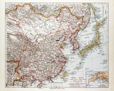 MAP OF CHINA, MONGOLIA AND JAPAN, 1899