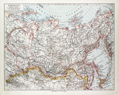 MAP OF SIBERIA, RUSSIA, 1899