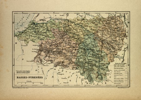 MAP OF BASSES-PYRENÃâES, FRANCE