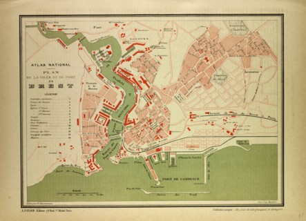 MAP OF BREST, FRANCE