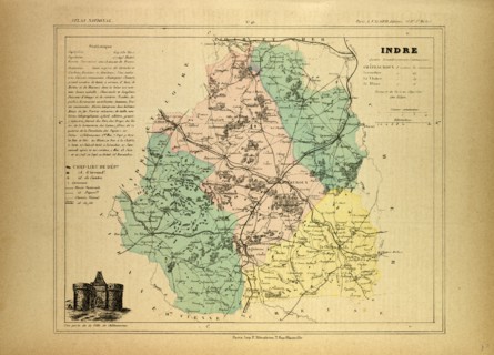 MAP OF INDRE, FRANCE