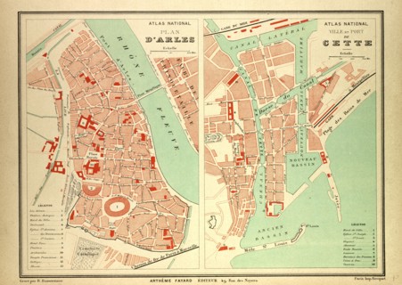 MAP OF ARLES AND CETTE, FRANCE