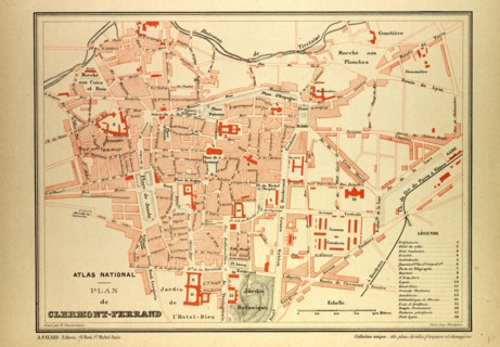 MAP OF CLERMONT-FERRAND, FRANCE