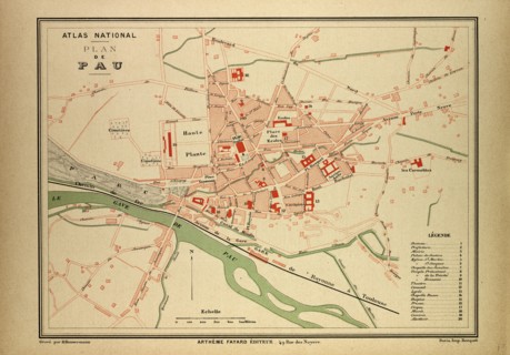 MAP OF PAU, FRANCE