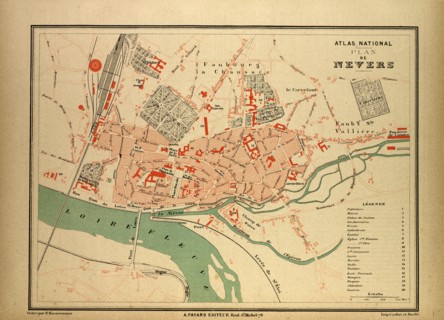 MAP OF NEVERS, FRANCE