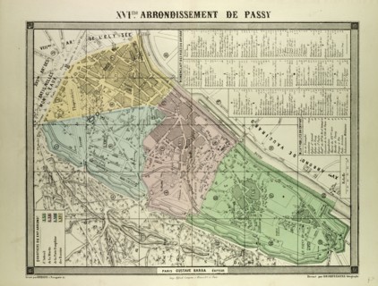 MAP OF THE 16TH ARRONDISSEMENT DE PASSY, PARIS, FRANCE