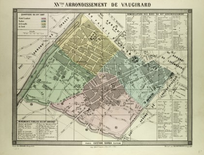 MAP OF THE 15TH ARRONDISSEMENT DE VAUGIRARD, PARIS, FRANCE