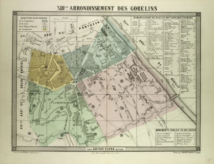 MAP OF THE 13TH ARRONDISSEMENT DES GOBELINS, PARIS, FRANCE