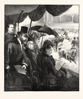 THE QUEEN AT THE HORSE SHOW IN THE ROYAL AGRICULTURAL HALL, ISLINGTON, 1891, UK