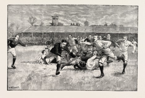 FOOTBALL MATCH BETWEEN ENGLAND AND SCOTLAND IN THE ATHLETIC GROUNDS, RICHMOND, LONDON, UK, 1891