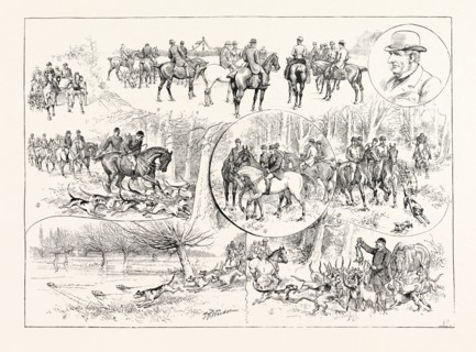 WITH MR. VIGNE'S HARRIERS IN EPPING FOREST: 1. Going to the Mest. 2. The Meet at Epping. 3. Laying