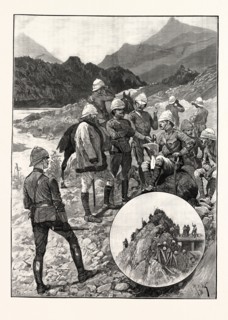 THE BLACK MOUNTAIN EXPEDITION: GENERAL ELLES AND STAFF GETTING FIRST SIGHT OF THE ENEMY AT SHRINGRI