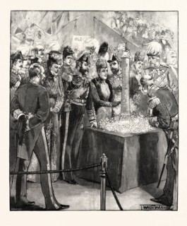 THE PRINCE AND PRINCESS OF WALES OPENING THE NAVAL EXHIBITION.
