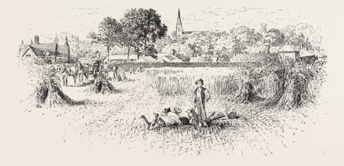 DISTANT VIEW OF BRIXWORTH CHURCH, UK