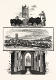 THE CHURCH FROM THE NORTH WEST; VIEW FROM THE RAILWAY STATION; THE NAVE, LOOKING EAST