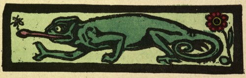 illustration of English tales, folk tales, and ballads. A chameleon