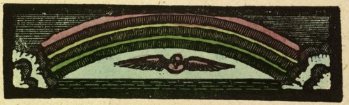 illustration of English tales, folk tales, and ballads. A rainbow and a bird
