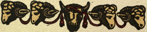 illustration of English tales, folk tales, and ballads. heads of rams