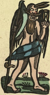 illustration of English tales, folk tales, and ballads. A man with a scythe