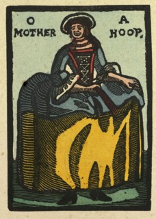 illustration of English tales, folk tales, and ballads. A woman with a hoop skirt