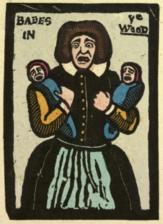 illustration of English tales, folk tales, and ballads. A woman holding two babies