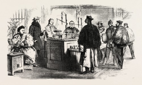 WEIGHING THE COMPENSATION MONEY EXACTED FROM THE CHINESE FOR THE RELEASED BRITISH PRISONERS