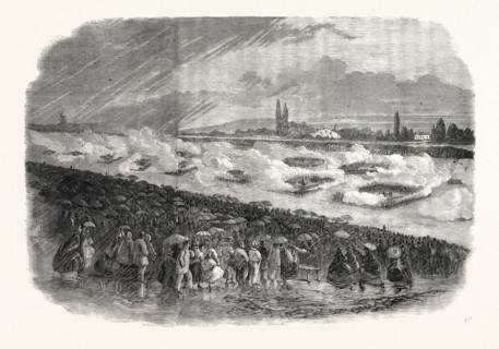 THE VOLUNTEER SHAM FIGHT AT WIMBLEDON ON EASTER MONDAY: THE TROOPS FORMED INTO SQUARES TO RESIST A