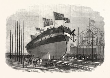 LAUNCH OF HER MAJESTY'S STEAM-RAM FRIGATE RESISTANCE AT MILLWALL