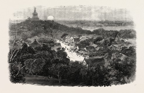 VIEW OF THE GARDENS AND THE BUDDHIST TEMPLE IN THE IMPERIAL CITY, PEKING, BEIJING, CHINA