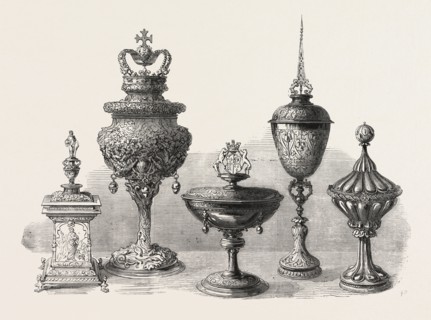 OBJECTS OF ART AND ANTIQUITY EXHIBITED AT IRONMONGER'S HALL: VINTNER'S SALT-CELLAR (LEFT), ROYAL