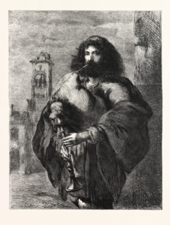 A ROMAN BAGPIPER, BY J. GILBERT, IN THE EXHIBITION OF THE WATER-COLOUR SOCIETY