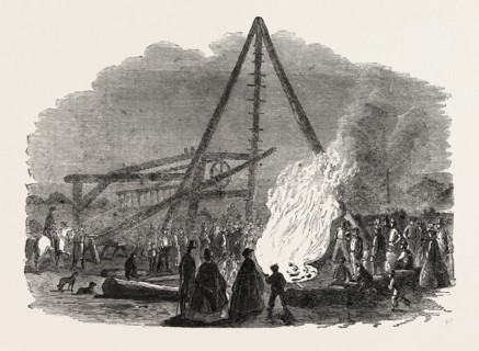 THE BURNING WELL NEAR THE FEATHERSTONE STATION IN THE VICINITY OF PONTEFRACT. In boring for coal,