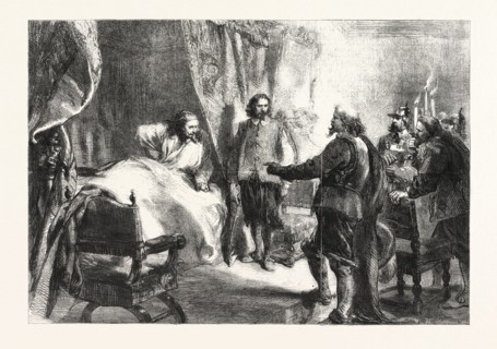 THE SEIZURE OF CHARLES I. AT HOLMBY HOUSE, DRAWN BY JOHN GILBERT