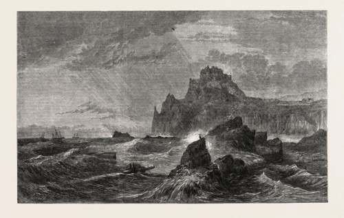 MONT ORGUEIL CASTLE, JERSEY, BY S.P. JACKSON, IN THE EXHIBITION OF THE OLD WATER-COLOUR SOCIETY
