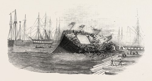 CATASTROPHE AT A SHIP-LAUNCH, AT HULL, 1854