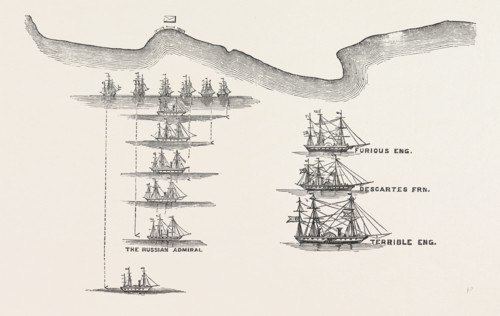ENGAGEMENT OFF SEBASTOPOL, BETWEEN THREE STEAMERS OF THE ALLIED FLEET AND SIX RUSSIAN STEAMERS,