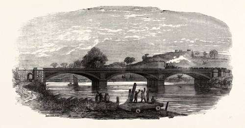 OPENING OF THE NORTH DEVON RAILWAY: THE IRON RAILWAY BRIDGE, OVER THE RIVER TAW, NEAR BARNSTAPLE,