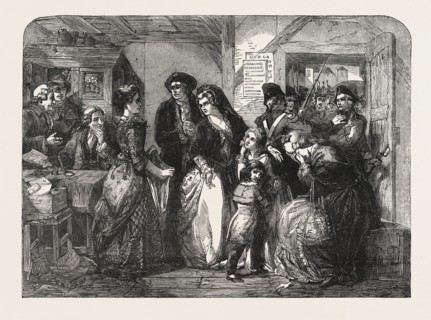 THE ARREST OF LOUIS XVI AND HIS FAMILY, AT VARENNES, IN JUNE, 1791. PAINTED BY T.F. MARSHALL FROM