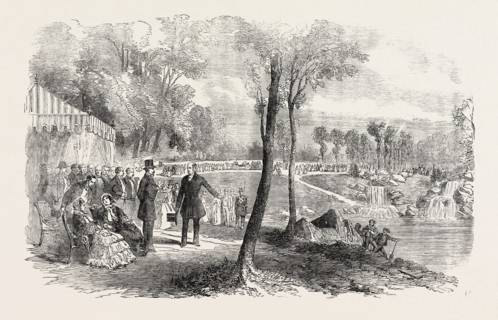 INAUGURATION OF THE CASCADES, IN THE BOIS DE BOULOGNE, PARIS, BY THE EMPEROR AND EMPRESS OF THE