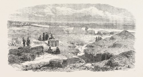 ARAB TABIA, SILISTRIA. On the left, in the distance, is the Medjidie Tabia, the Danube in front,