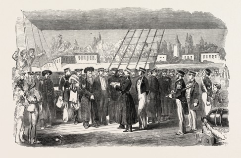 RUSSIAN PRISONERS ON BOARD THE FURY, AT CONSTANTINOPLE, ISTANBUL, 1854