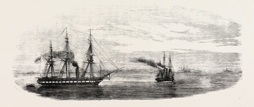 STEAMSHIPS RECONNOITRING AT SVEABORG, IN THE GULF OF FINLAND, 1854
