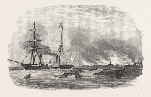 DESTRUCTION OF SULINEH, AT THE MOUTH OF THE DANUBE, 1854