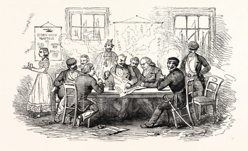DISCUSSING THE WAR, IN A COFFEE-HOUSE, AT COPENHAGEN, 1854