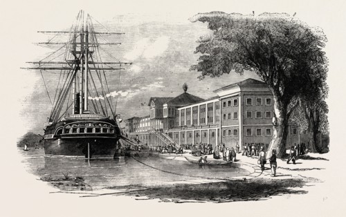 THE KULEIEH BARRACKS, CONSTANTINOPLE, ISTANBUL, THE ROYAL ARTILLERY DISEMBARKING FROM THE JASON.
