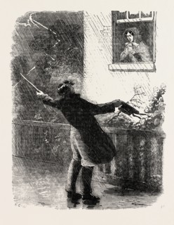 STANDING IN THE RAIN AND TALKING TO A LADY