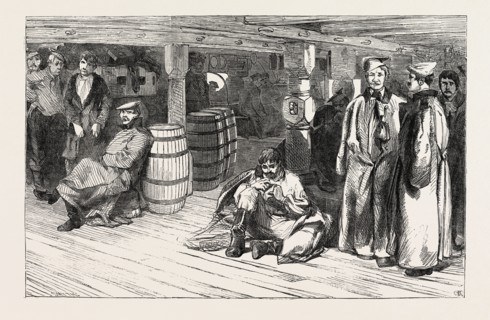 RUSSIAN PRISONERS AT SHEERNESS: THE DEVONSHIRE., RUSSIAN PRISONERS BETWEEN DECKS, 1854