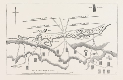THE CRIMEAN WAR: OFFICIAL PLAN OF THE BATTLE OF THE ALMA, DISTRIBUTION OF THE BRITISH TROOPS AT THE