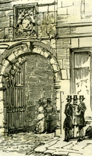 Aberdeen, Old gateway to Marischal College, 1885, UK
