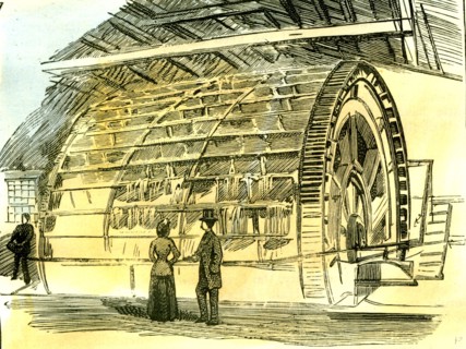 Aberdeen, Water-Wheel at the Granholm Tweed Mills, 1885, UK